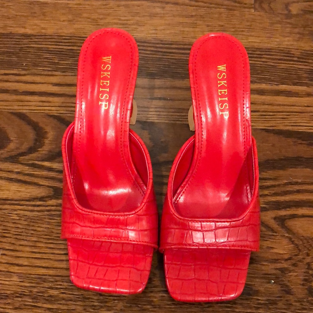 Red sandal heels
